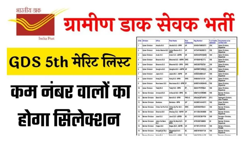 GDS 5th Merit List: ग्रामीण डाक सेवक की 5वीं मेरिट लिस्ट यहां से चेक करें