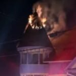 Lightning struck an 1890 Georgia mansion; its owners drove away unaware the turret was burning until passersby spotted flames, and firefighters kept the main floor undamaged