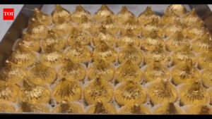 Nashik sweet shop sells ‘Ganpati special’ 24-carat ‘Golden Modak’ for Rs 27,000 per kg |