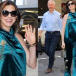 Pregnant Anne Hathaway is eating up the red carpet before taking a break: Actor stuns in teal velvet look for Verity