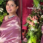 Mahira Khan: Pregnant and glowing! Mahira Khan looks breathtaking in a glossy pink satin saree with a statement diamond choker