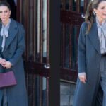Kate Middleton’s latest autumn look has it all: A chic charcoal coat, bow blouse and a new Smythson bag |