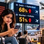 Flight fares soar: Delhi-Hyderabad up 68%, Mumbai-Kolkata 51% as fewer services and higher fuel costs squeeze travellers; IndiGo raises fuel surcharge by up to Rs 350