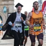 An Oxford professor ran the London Marathon dressed as an academic in 2 hours 55 minutes; he broke a Guinness record and raised money for a children’s hospice | World News