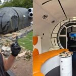 British prop maker spends £9,000 building a backyard spaceship with a bar, seating that doubles as a bed and a screen showing distant planets | World News